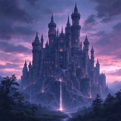 Primary subject: A large, medieval-style castle with a moat and a drawbridge.

Setting/background: The castle is set against a purple sky, creating a dramatic and magical atmosphere.

Visual style: The image is a digital art piece, featuring a detailed and intricate castle design.

Colors and mood: The purple sky adds a sense of mystery and enchantment to the scene, while the castle's architecture and design evoke a sense of grandeur and historical significance.